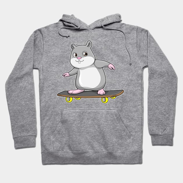 Hamster as Skater with Skateboard Hoodie by Markus Schnabel